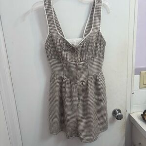 American Eagle Outfitters Brown and White gingham romper
